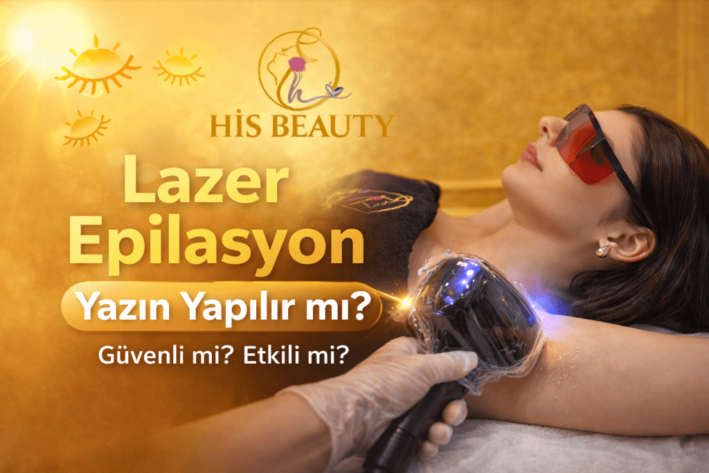 Yaz aylarında lazer epilasyon uygulaması yapılan kadın danışan görseli