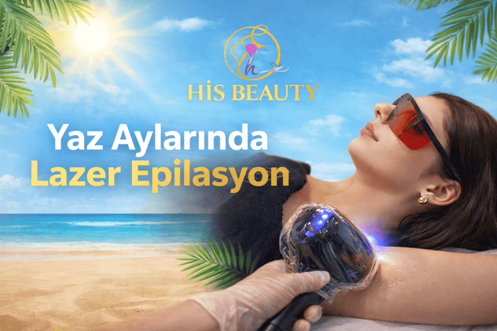 Yaz aylarında lazer epilasyon uygulaması yapılan kadın danışan görseli