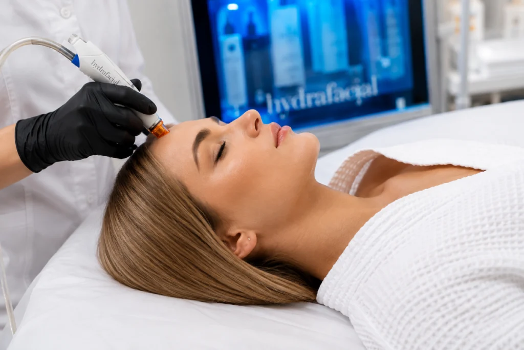 Hydrafacial cihazı ile profesyonel yüz ve cilt bakımı uygulaması